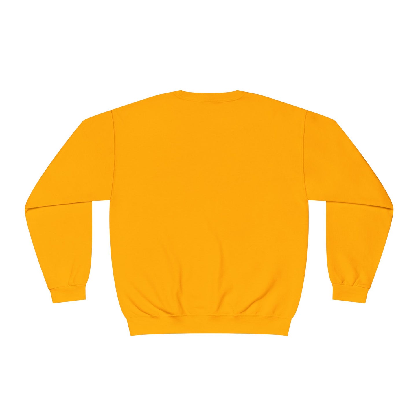 back of gold sweatshirt on a white background