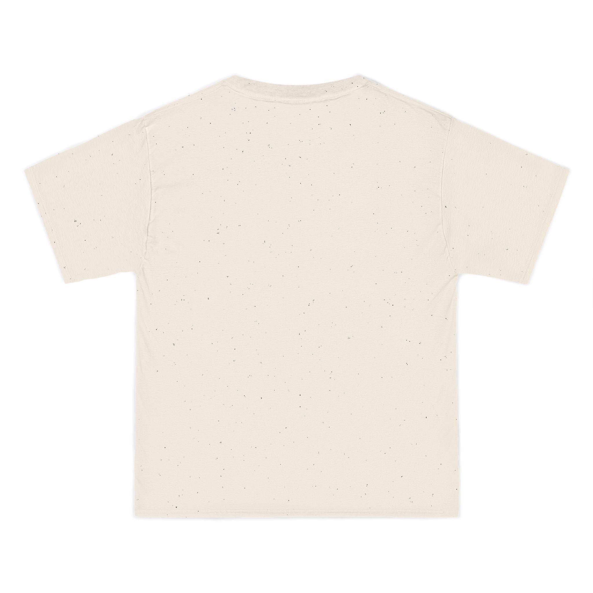back of Beige t-shirt on a white background