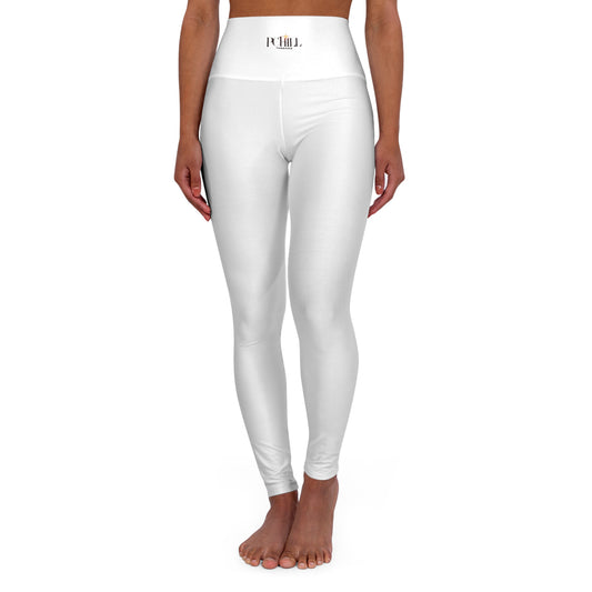 Woman wearing white PchillThreadz Signature High-Waisted Leggings