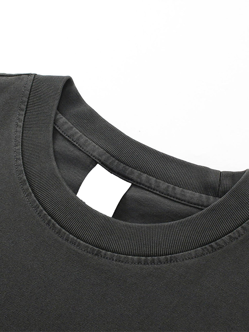 close neck line close image of black oversized tshirt black clothing fabric