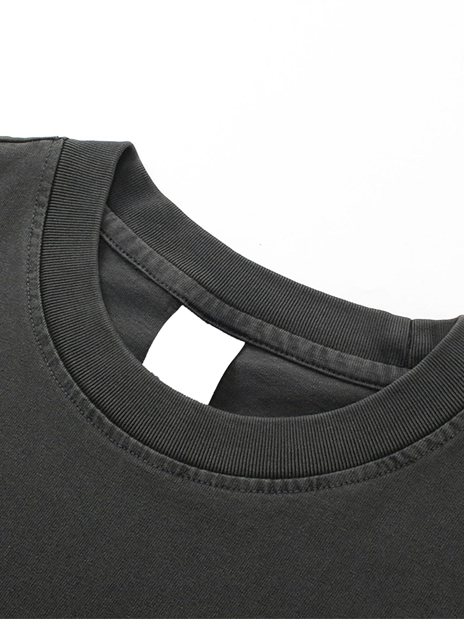 close neck line close image of black oversized tshirt black clothing fabric