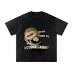 Black snow-washed oversized graphic tee featuring eric cartman in sunglasses pointing forward with “You Will Respect My Authoritah!!” text.