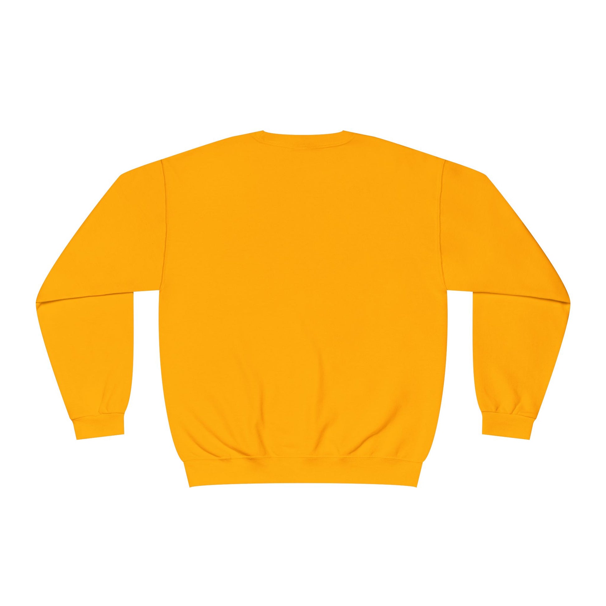 back of gold sweatshirt on a white background