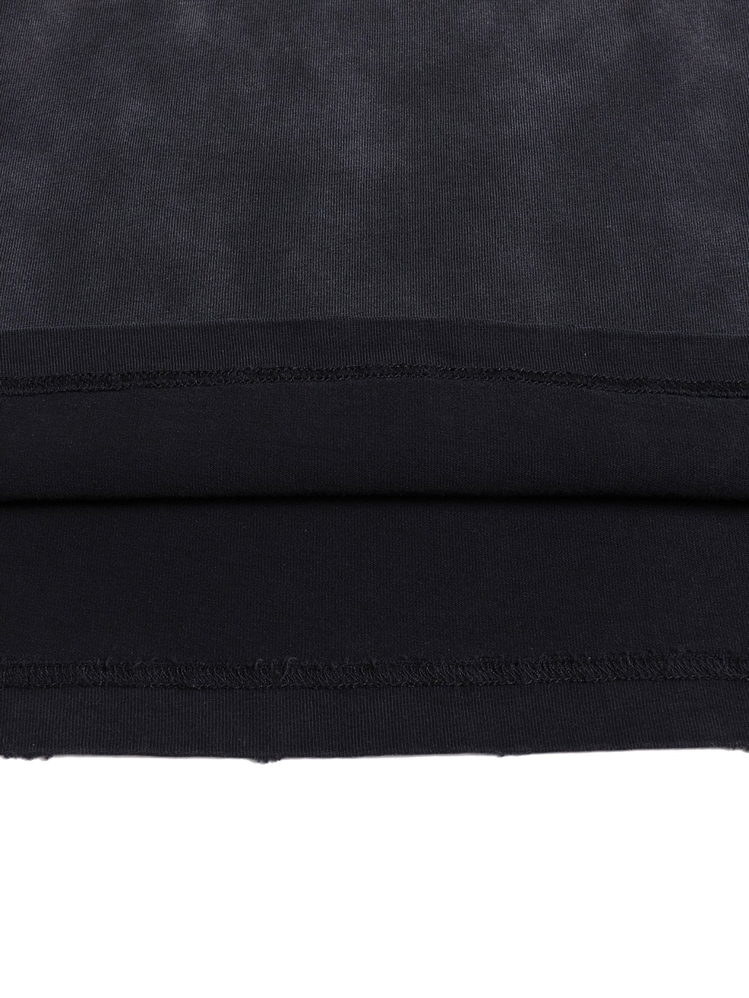 close up image of pchillthreadz black tee thread line quality